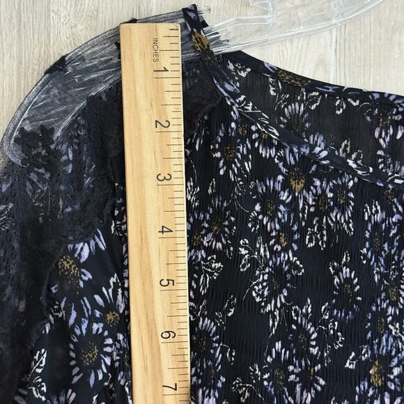 Free People Dress Open Back Size XS Black & Purple Floral Boho Charlotte Lace - Picture 12 of 16